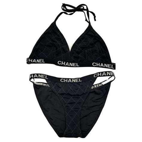 chanel swimsuit black white|Chanel bikini peach.